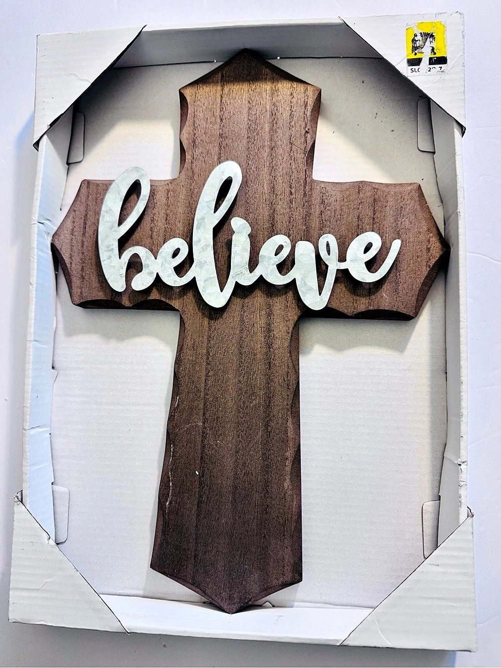 Wooden Believe Cross Wall Decor